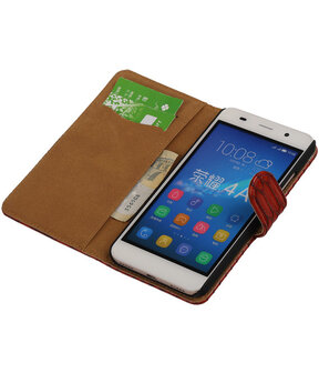 Huawei Honor Y6 - Slang Rood Booktype Wallet Hoesje