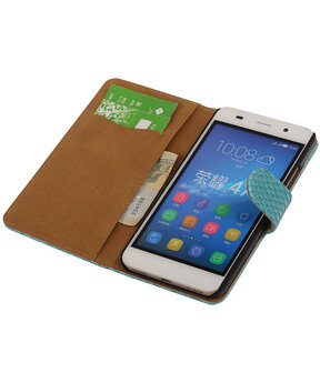 Huawei Honor Y6 - Slang Turquoise Booktype Wallet Hoesje