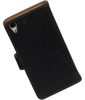 Zwart Pull-Up PU Hoesje Huawei Honor 4A Booktype Wallet Cover