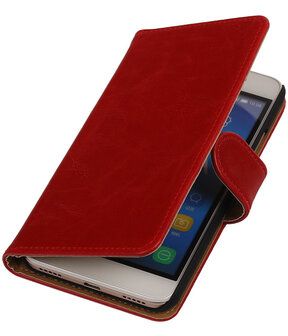 Rood Pull-Up PU Hoesje Huawei Honor 4A Booktype Wallet Cover