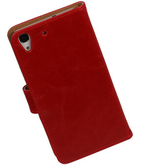 Rood Pull-Up PU Hoesje Huawei Honor 4A Booktype Wallet Cover