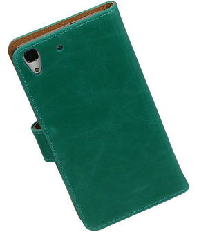 Groen Pull-Up PU Hoesje Huawei Honor 4A Booktype Wallet Cover