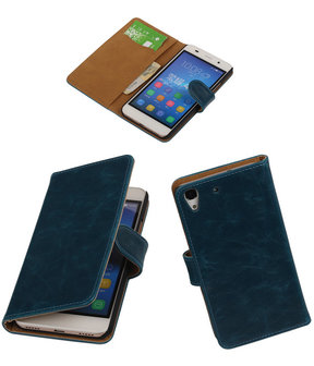 Blauw Pull-Up PU Hoesje Huawei Honor 4A Booktype Wallet Cover