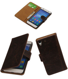Mocca Pull-Up PU Hoesje Huawei Honor 4A Booktype Wallet Cover
