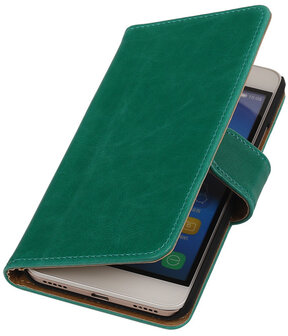 Groen Pull-Up PU Hoesje Huawei Honor Y6 Booktype Wallet Cover