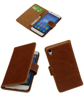 Bruin Pull-Up PU Hoesje Huawei Honor Y6 Booktype Wallet Cover
