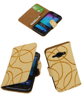 Geel Basketbal Hoesje Samsung Galaxy J1 Booktype Wallet Cover