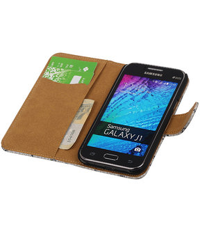 Grijs Basketbal Hoesje Samsung Galaxy J1 Booktype Wallet Cover