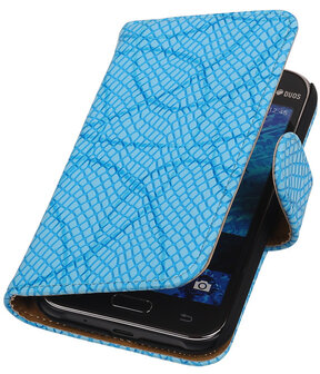 Blauw Basketbal Hoesje Samsung Galaxy J1 Booktype Wallet Cover