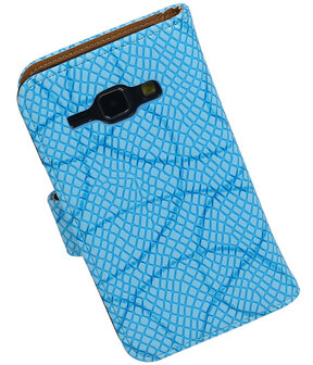 Blauw Basketbal Hoesje Samsung Galaxy J1 Booktype Wallet Cover