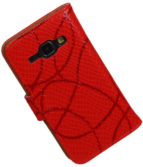 Rood Basketbal Hoesje Samsung Galaxy J1 Booktype Wallet Cover