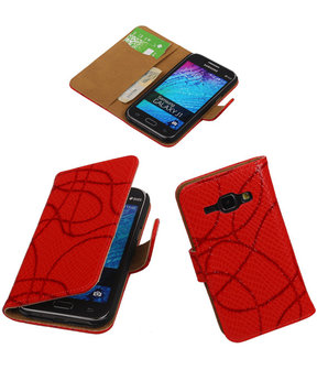 Rood Basketbal Hoesje Samsung Galaxy J1 Booktype Wallet Cover
