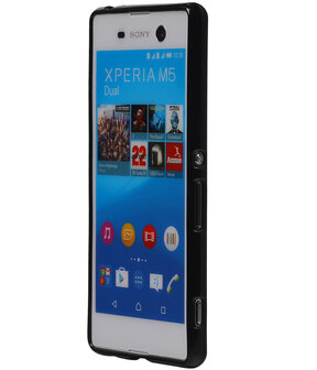 Sony Xperia M5 TPU Hoesje Transparant Zwart