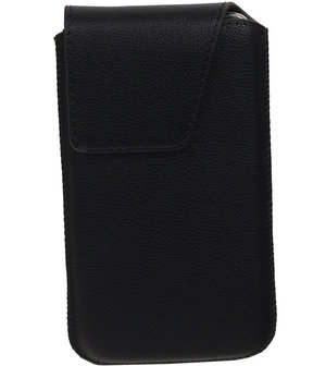 Samsung Galaxy S2/S2 Plus i9100 - Leder look insteekhoes/pouch Model 1 - Zwart S