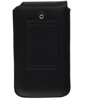 Samsung Galaxy S2/S2 Plus i9100 - Leder look insteekhoes/pouch Model 1 - Zwart S