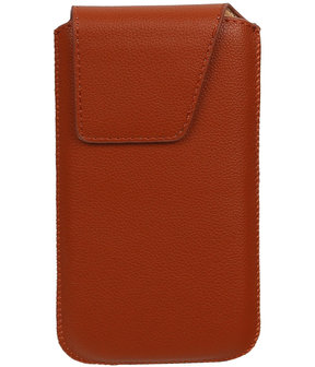 Samsung Galaxy S4 i9500 - Leder look insteekhoes/pouch Model 1 - Bruin M