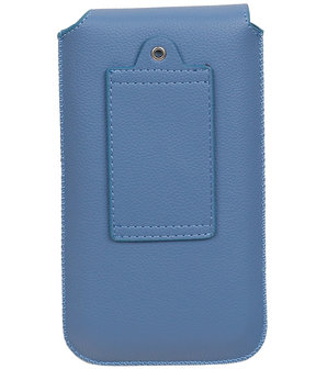 Samsung Galaxy S4 i9500 - Leder look insteekhoes/pouch Model 1 - Blauw M