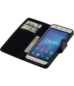 Zwart Smartphone TPU Booktype Huawei Honor Y6 Wallet Cover Hoesje