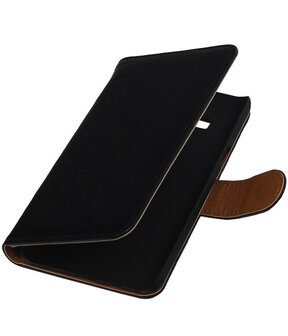 Zwart Echt Leer Booktype Samsung Galaxy On5 Wallet Cover Hoesje