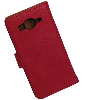 Roze Echt Leer Booktype Samsung Galaxy On5 Wallet Cover Hoesje