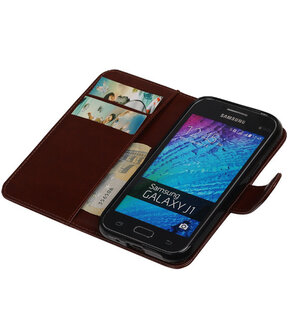Bruin Smartphone TPU Booktype Samsung Galaxy J1 Wallet Cover Hoesje