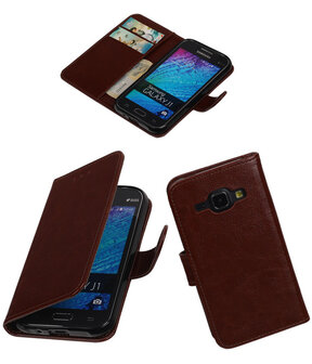 Bruin Smartphone TPU Booktype Samsung Galaxy J1 Wallet Cover Hoesje