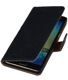 Donker Blauw Echt Leer Booktype Samsung Galaxy J1 Wallet Cover Hoesje