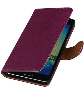 Paars Echt Leer Booktype Samsung Galaxy J1 Wallet Cover Hoesje