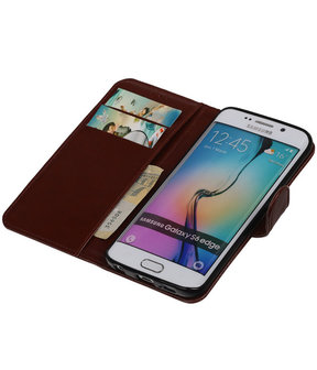 Bruin Smartphone TPU Booktype Samsung Galaxy S6 Edge Wallet Cover Hoesje
