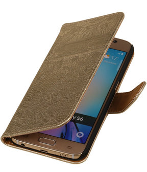 Samsung Galaxy J5 Lace Kant Booktype Wallet Hoesje Goud