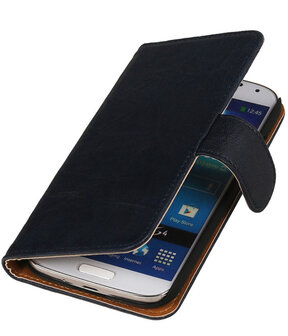 BestCases Navy Blue Echt Leer Booktype Samsung Galaxy S Duos S7562