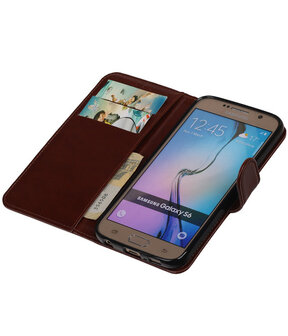 Bruin Smartphone TPU Booktype Samsung Galaxy S6 Wallet Cover Hoesje