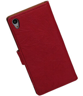 Roze Echt Leer Booktype Sony Experia Z5 Wallet Cover Hoesje