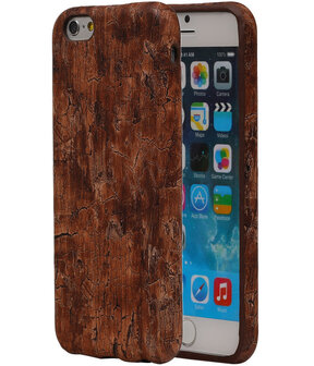 Warm Bruin Hout Design TPU Cover Case voor Apple iPhone 6/6S  Hoesje