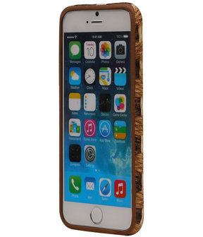 Bruin Geweven Hout Design TPU Cover Case voor Apple iPhone 6/6S Hoesje