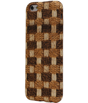 Bruin Geweven Hout Design TPU Cover Case voor Apple iPhone 6/6S Hoesje