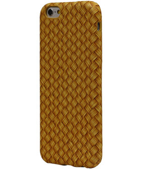 Goud Geweven Hout Design TPU Cover Case voor Apple iPhone 6/6S Hoesje