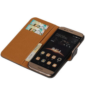 Zwart Pull-Up PU Hoesje Huawei G8 Booktype Wallet Cover