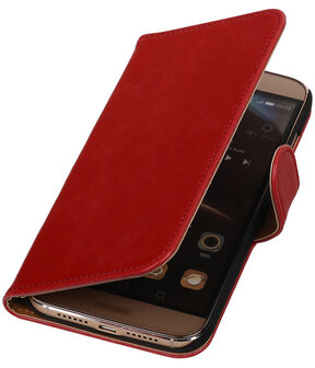 Rood Pull-Up PU Hoesje Huawei G8 Booktype Wallet Cover