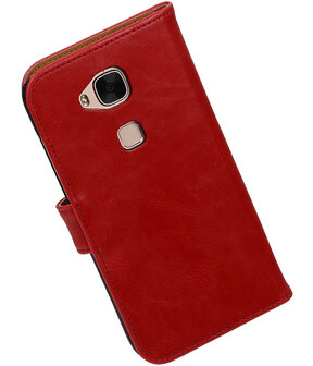 Rood Pull-Up PU Hoesje Huawei G8 Booktype Wallet Cover