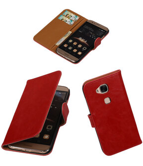 Rood Pull-Up PU Hoesje Huawei G8 Booktype Wallet Cover
