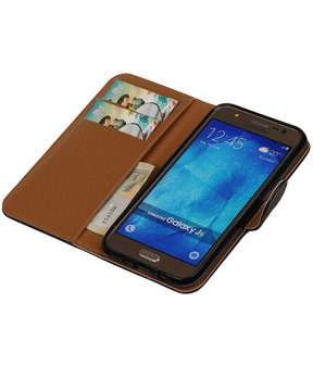Zwart Pull-Up PU Hoesje Samsung Galaxy J5 Booktype Wallet Cover