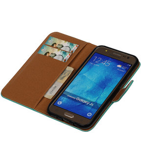 Groen Pull-Up PU Hoesje Samsung Galaxy J5 Booktype Wallet Cover