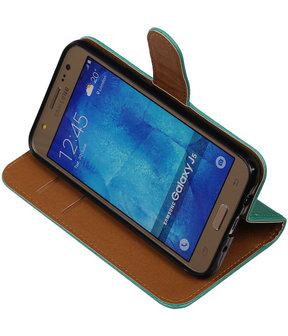 Groen Pull-Up PU Hoesje Samsung Galaxy J5 Booktype Wallet Cover