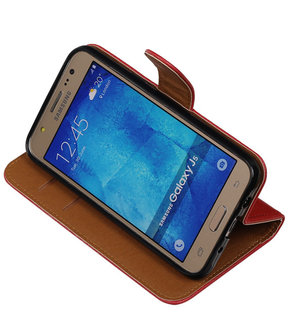 Rood Pull-Up PU Hoesje Samsung Galaxy J5 Booktype Wallet Cover