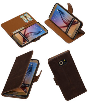 Mocca Pull-Up PU Hoesje Samsung Galaxy S6 Edge Plus Booktype Wallet Cover