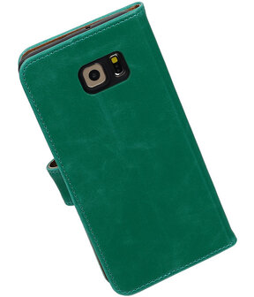 Groen Pull-Up PU Hoesje Samsung Galaxy S6 Edge Plus Booktype Wallet Cover