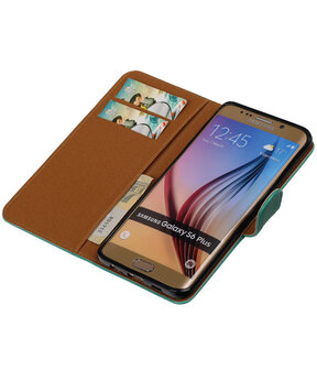 Groen Pull-Up PU Hoesje Samsung Galaxy S6 Edge Plus Booktype Wallet Cover