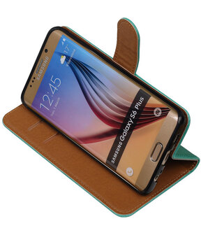 Groen Pull-Up PU Hoesje Samsung Galaxy S6 Edge Plus Booktype Wallet Cover