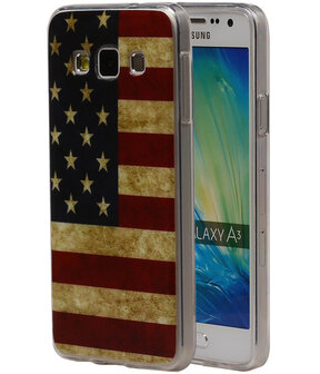 Amerikaanse Vlag TPU Cover Case voor Samsung Galaxy A3 Hoesje